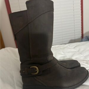 Merrell waterproof espresso brown leather mid calf zippered 8.5 EU 39 boots